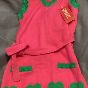 Gymboree Pink and Green Knit Dress Preppy